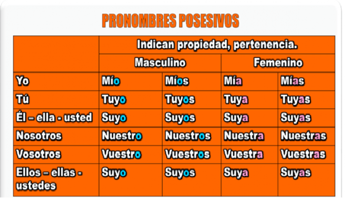 Los Posesivos / Possesive Pronouns - Eskola